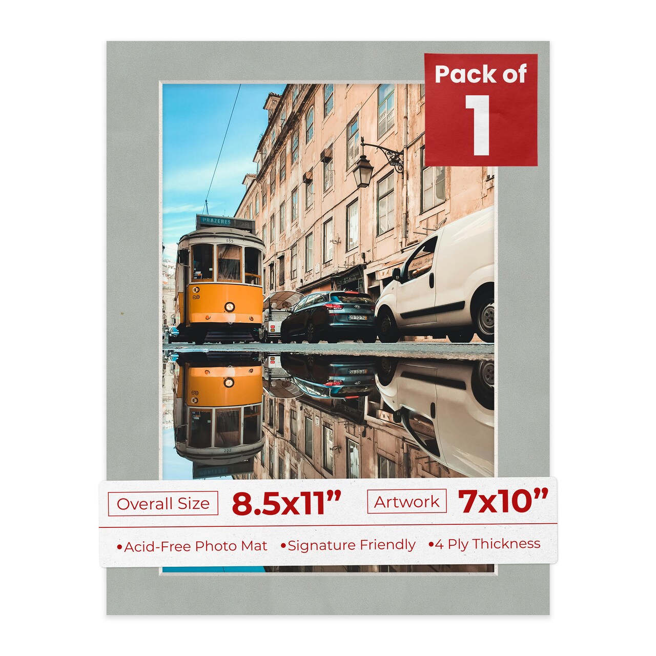 Light Grey Suede Mat Board for 8.5x11 Frames - Fits 7x10 Photos